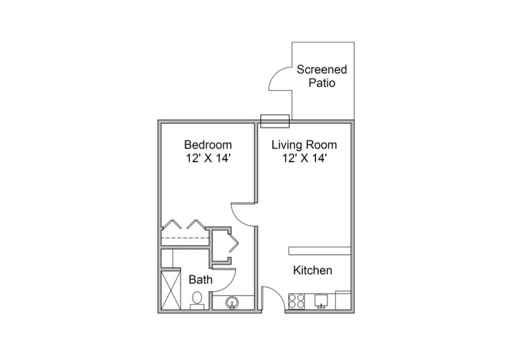Independent Living 1 bedroom floor plan