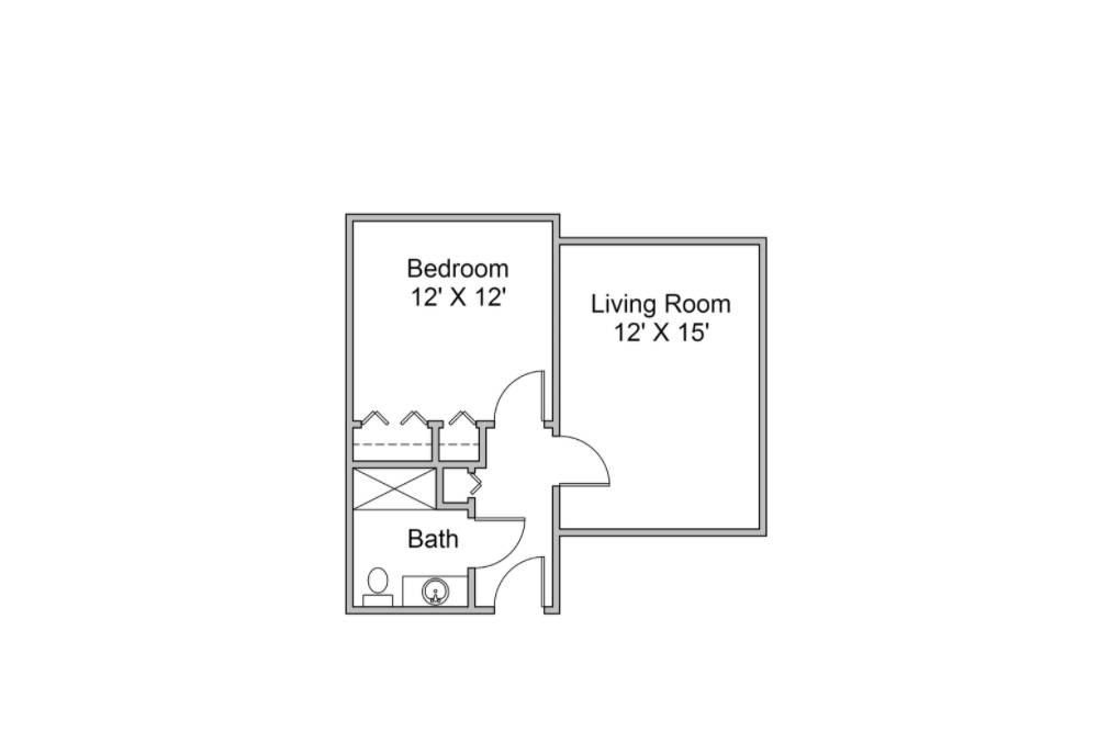 Memory Care one bedroom apartment floor plan